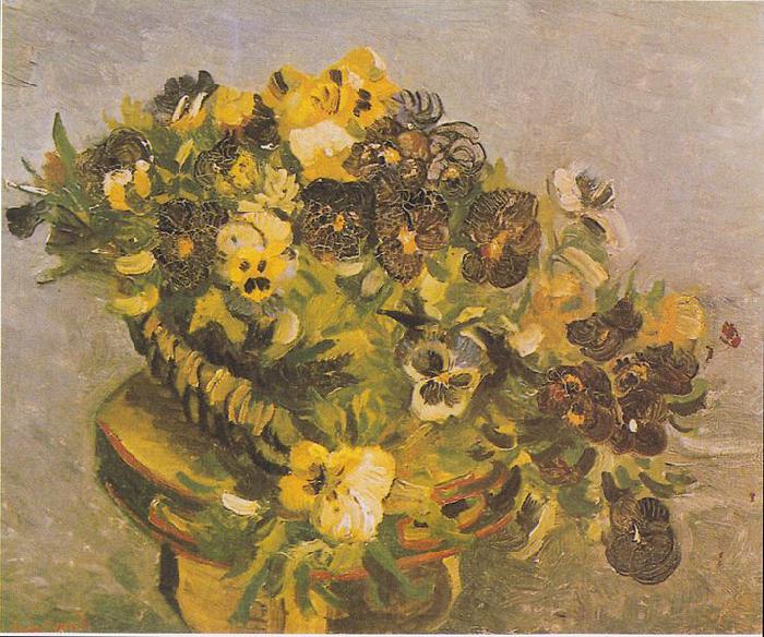 Vincent Van Gogh Tambourine with Pansies
